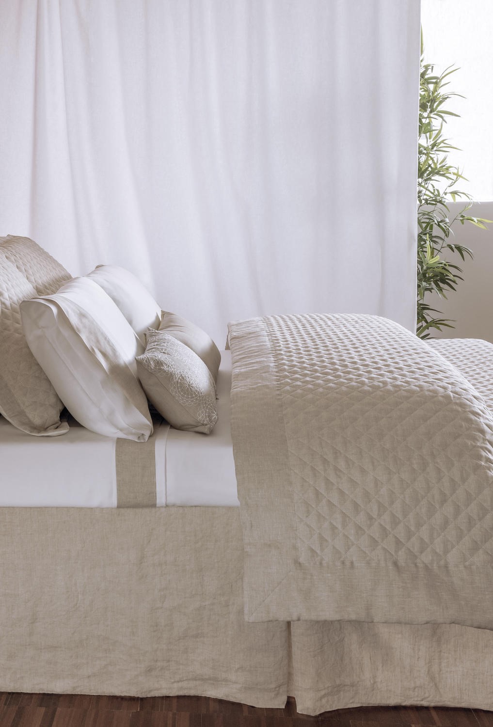 Hudson Linen HUDSON LINEN Twin tailored & lined bed skirt flax 1000367