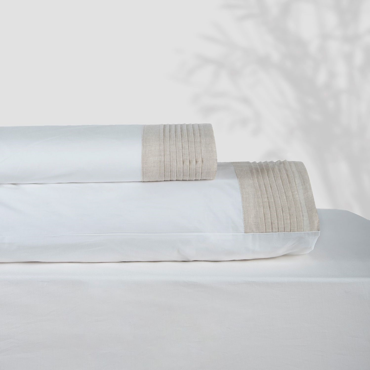 Pleated Linen PLEATED LINEN King sheet set white/flax 1001037