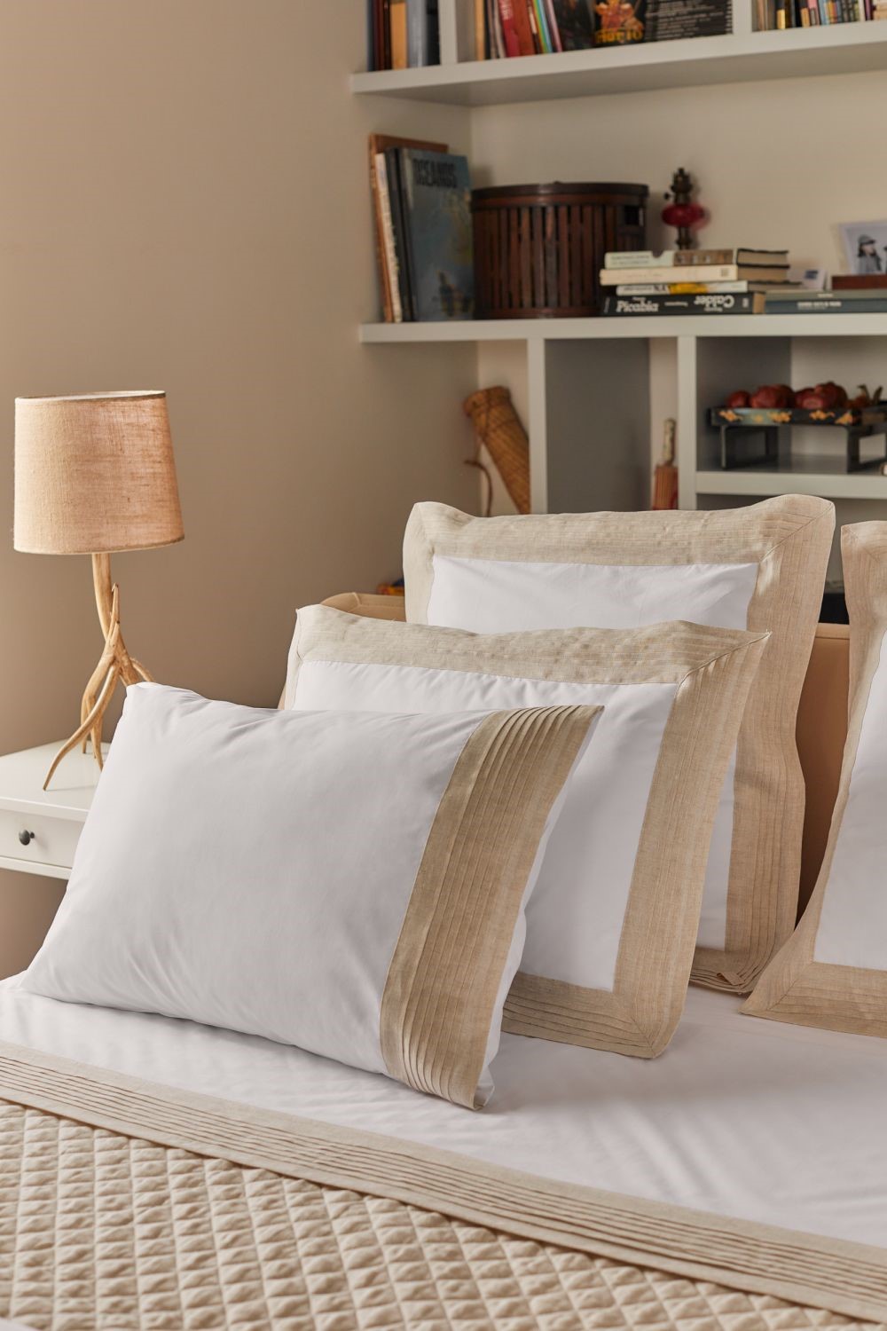 Pleated Linen PLEATED LINEN Standard pillowcase white/flax 1001038