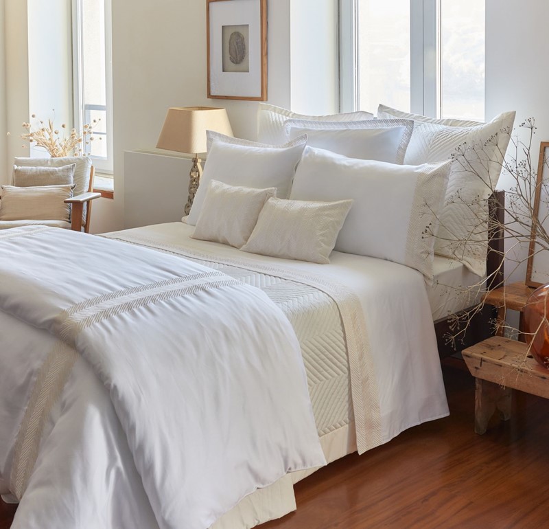 SEDONA King shams white ivory Bovi Fine Linens