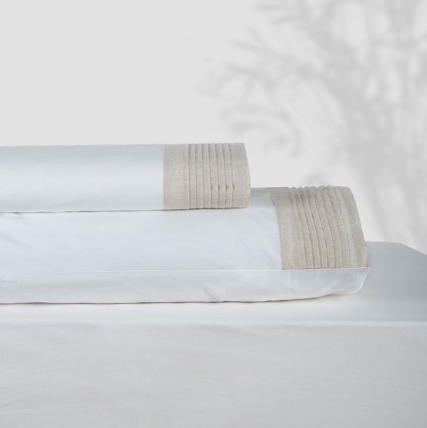 Pleated Linen PLEATED LINEN King sheet set white/flax 1001037